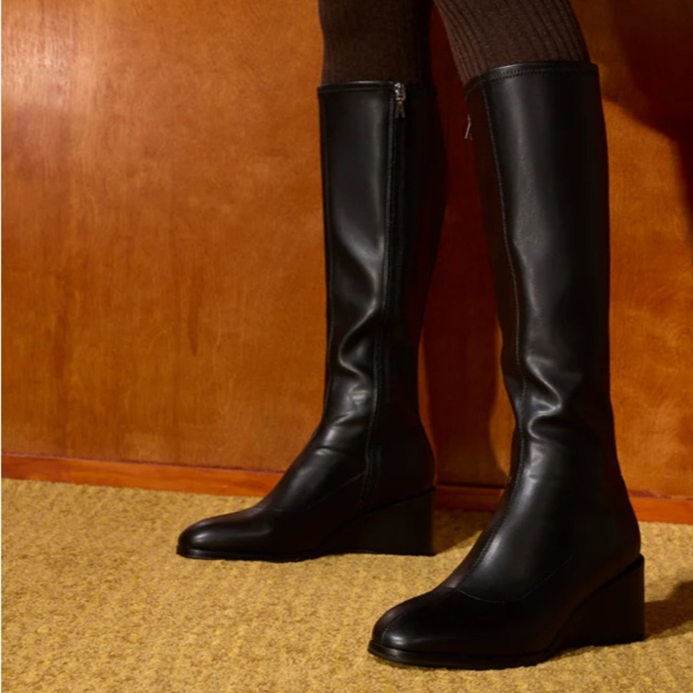 Aerosoles Women's Stretch Knee High Sculpted Wedge Boot